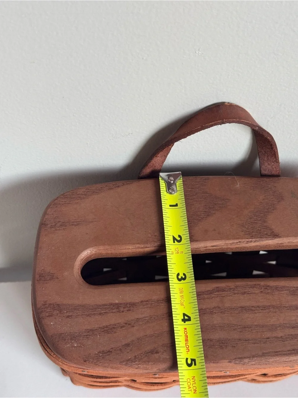 Vintage Longaberger 1993 Woven Basket Long Tissue Box Wood Lid Wall Hanging
